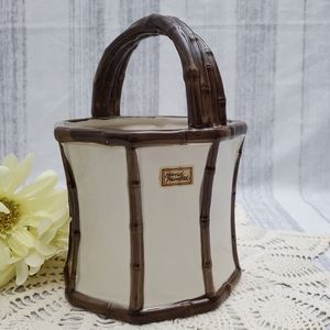 Vintage Fitz And Floyd Ceramic Basket Planter